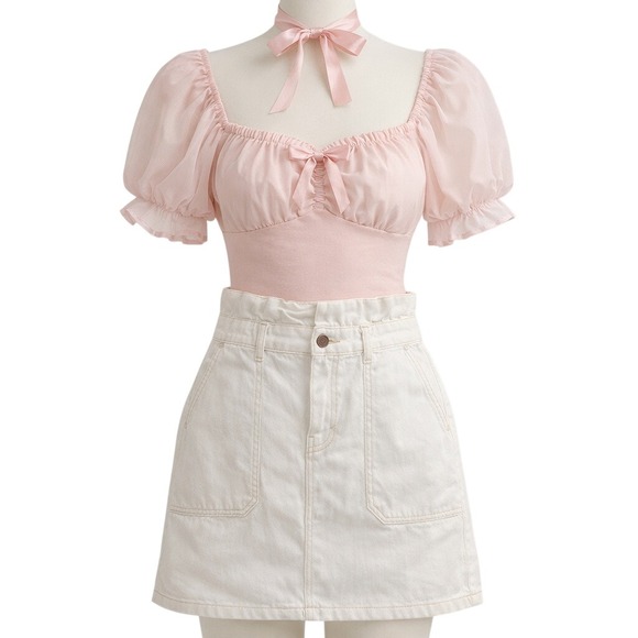 Free People Other - Free People White Utility Skirt‎ – Size 8 Linen Cotton Blend